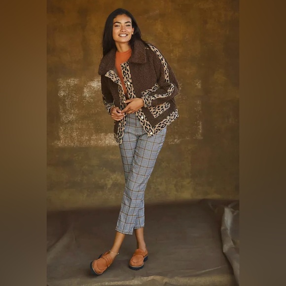 Anthropologie Teddy coat with leapord detail - Picture 3 of 4